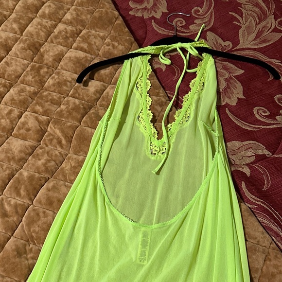 NWOT SKIMS Vibrant Lime Sheer Halter Dress - Picture 6 of 7